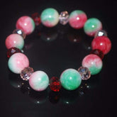 Green And Red Jade With Pink Crystals Bracelets - FashionByTeresa